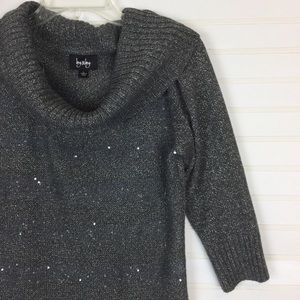 By & By Gray Sequin Long Sleeve Sweater size L